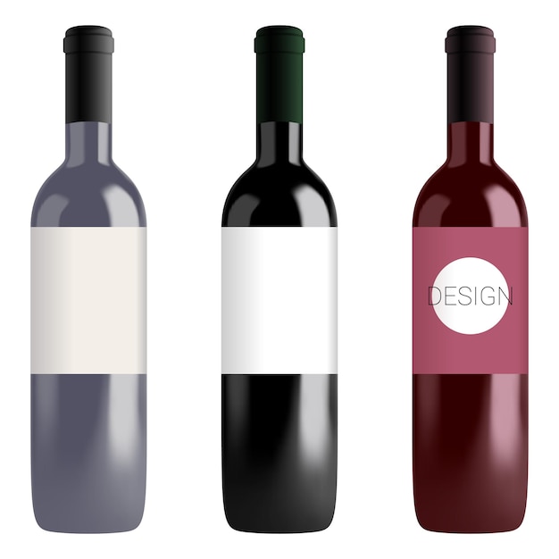 Garrafa de vinho vetorial em estilo gradiente de malha
