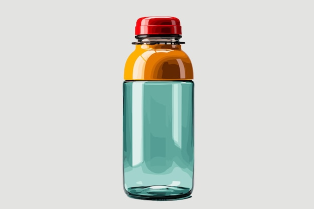 Vetor garrafa plástica transparente com água purificada sobre branco