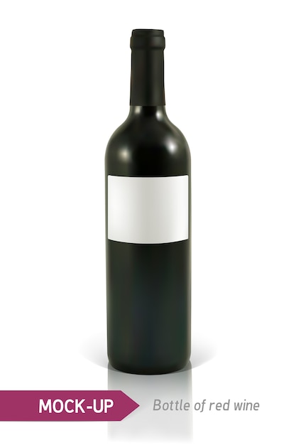 garrafa realista de vinho tinto em um fundo branco