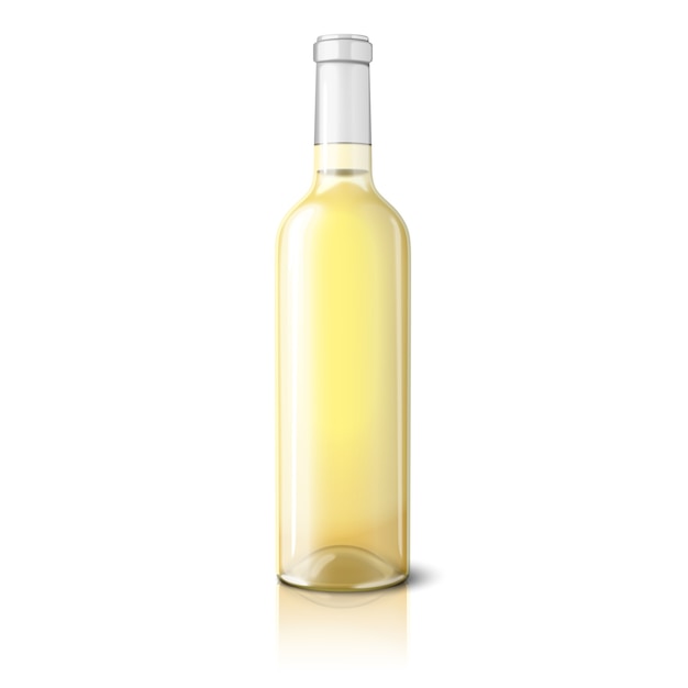 Garrafa realista em branco para vinho branco isolado no fundo branco