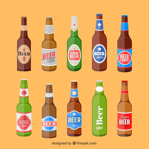 Garrafas de cerveja definir com etiqueta