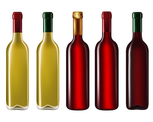 Garrafas de vinho isoladas em branco