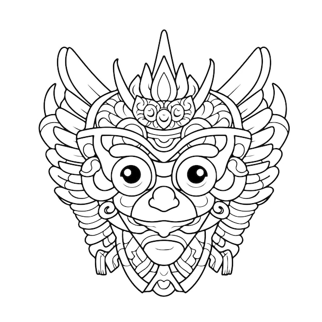 Garuda Wisnu kencana página para colorir desenho de linha dia