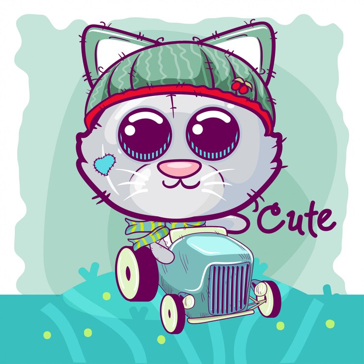 Vetor gatinho bonito dos desenhos animados para o cartão.