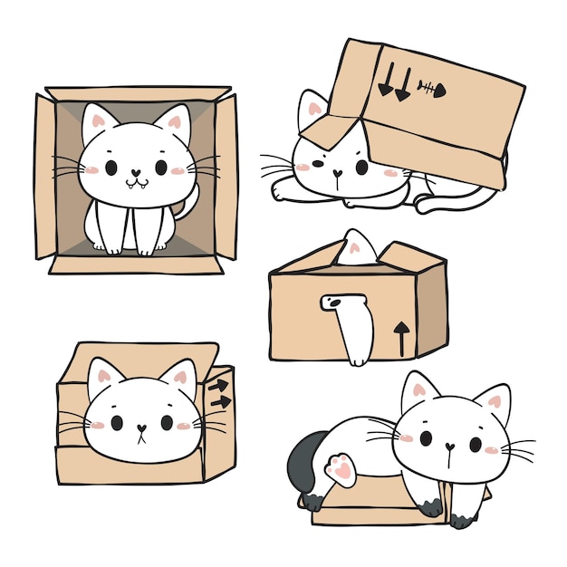 Vetores de Animais De Estimação Engraçados Em Um Fundo Branco Diferentes  Gatos De Desenho Animado Se Desmontaram Simples Ilustração Geométrica  Geométrica De Estilo Plano Para Decoração De Quartos Infantis Têxteis Papel  De