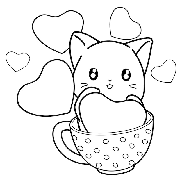 Desenho para colorir Kawaii : Gatos 14