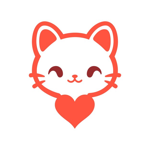 gatinho fofo amor logotipo cabeça vecor