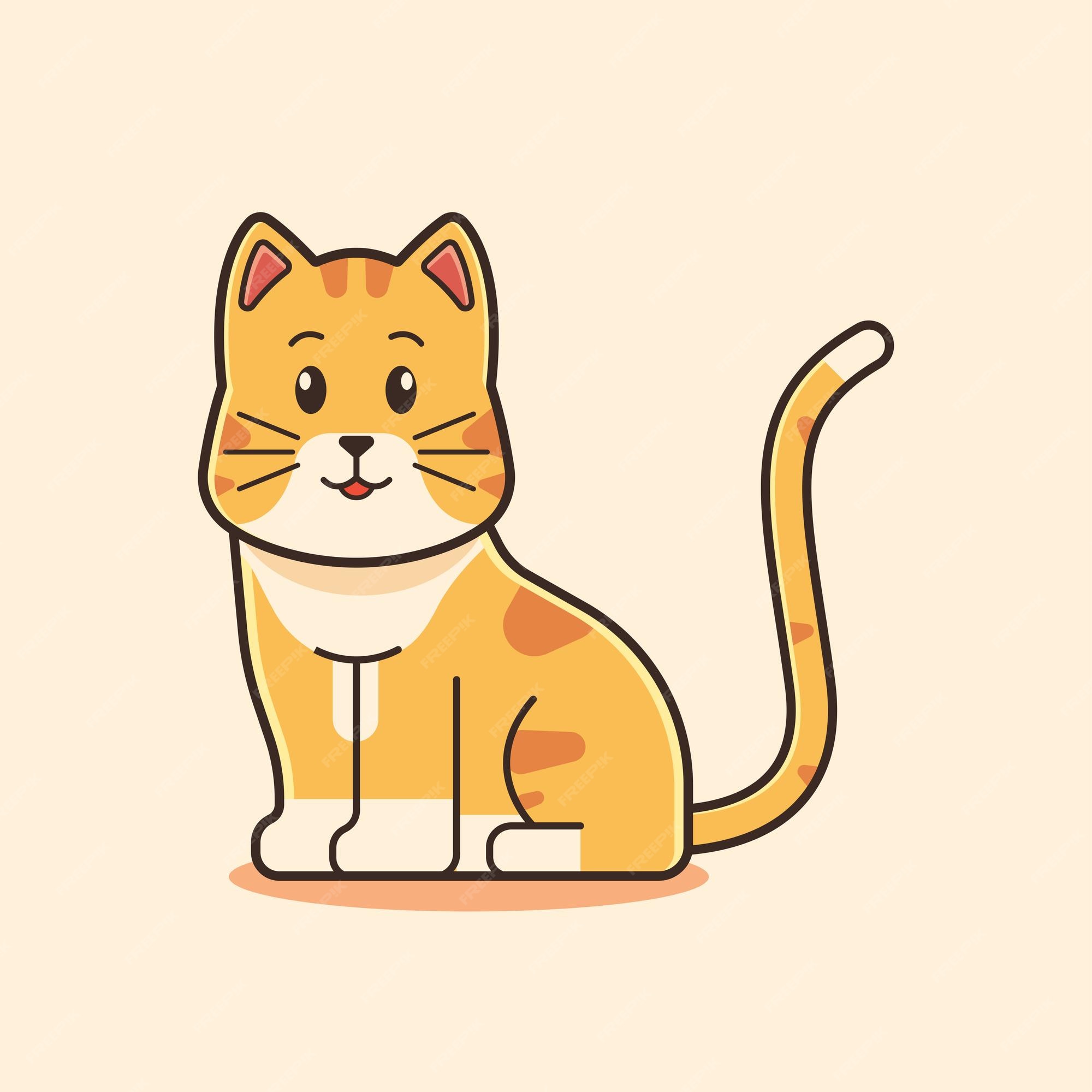 Gato fofo sentado ilustração dos desenhos animados