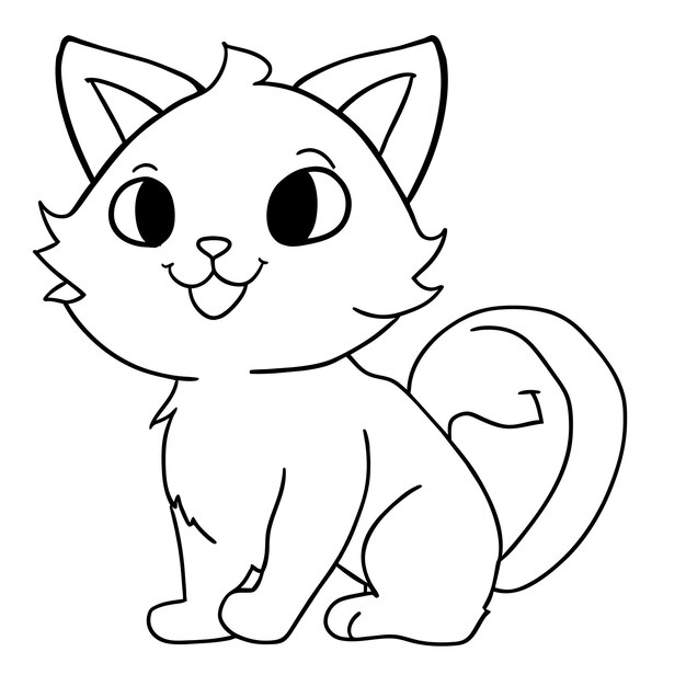 Vetor gatinho gato fofo para crianças mão desenhada desenho animado adesivo ícone conceito ilustração isolada