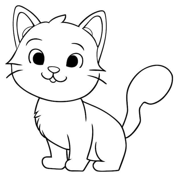 Vetor gatinho gato fofo para crianças mão desenhada desenho animado adesivo ícone conceito ilustração isolada