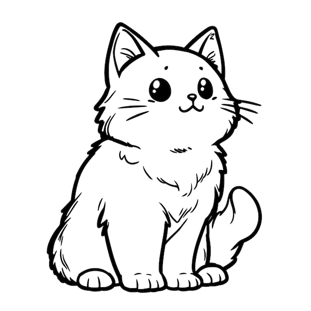 Vetor gatinho para colorir ilustração de animais de contorno preto e branco para crianças