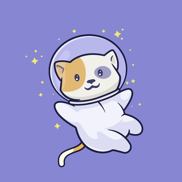 Gato astronauta fofo flutuando no espaço