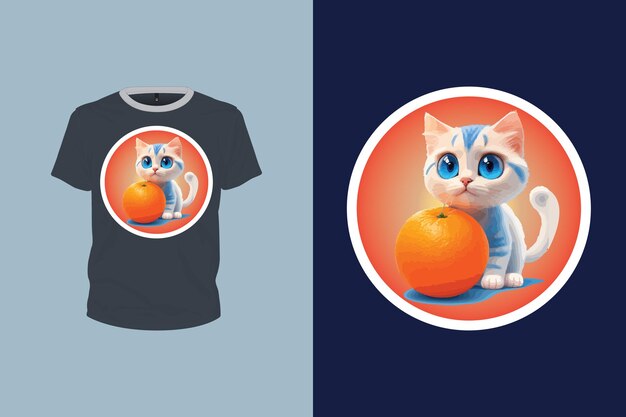 Vetor gato bonito brincando com uma ilustração laranja para design de camiseta editável impresso arquivo vetorial pronto