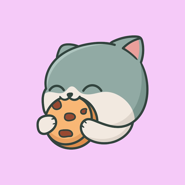 gato bonito come desenho animado de biscoito 3