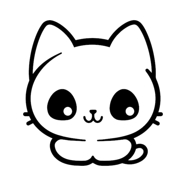 Gato Bonito Desenho Animado Ícone Vetor Estilo Doodle Delineamento Simples  imagem vetorial de LanaBrow© 657647030