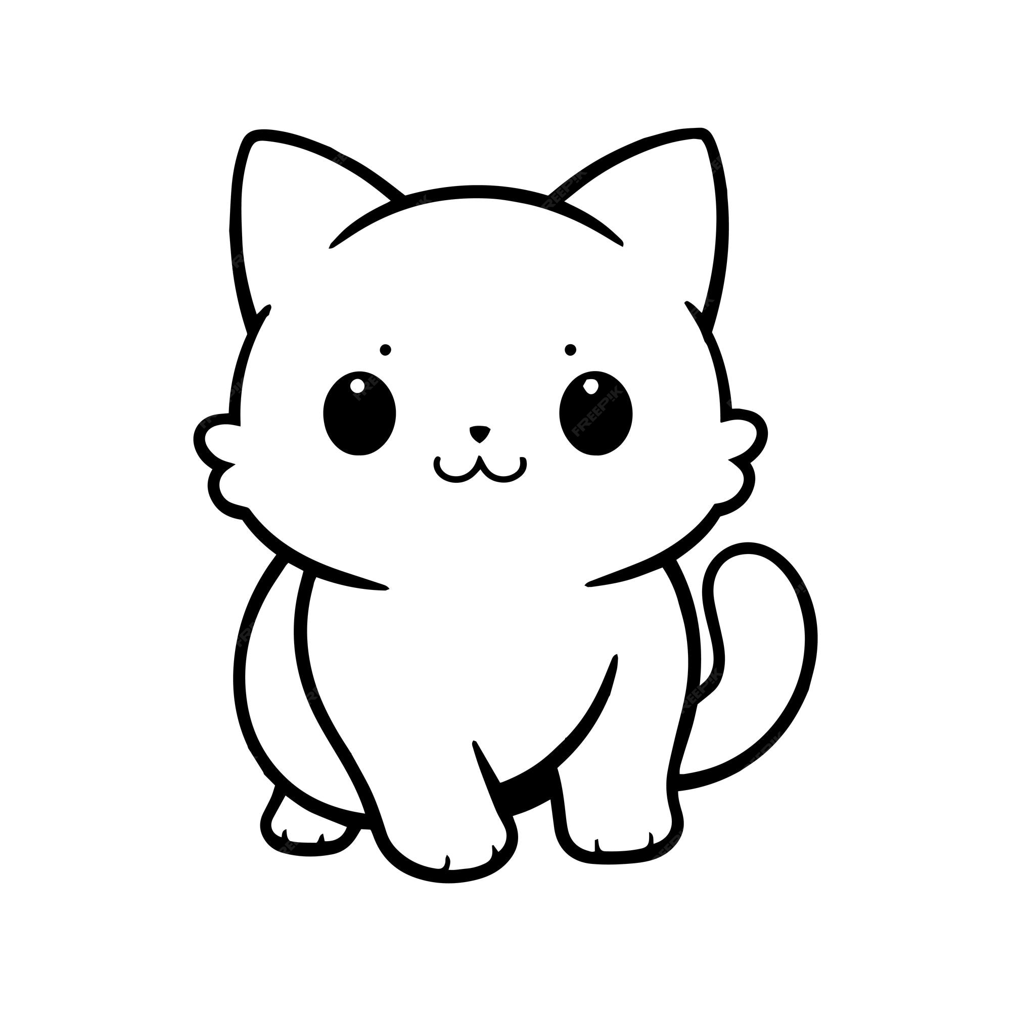 Gato Bonito Desenho Animado Ícone Vetor Estilo Doodle Delineamento Simples  imagem vetorial de LanaBrow© 657647030