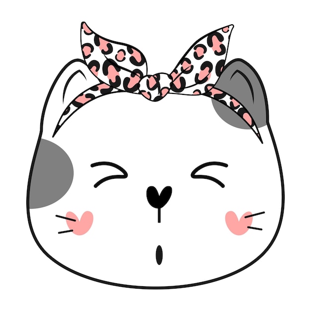 Gato bonito doodle com bandana.