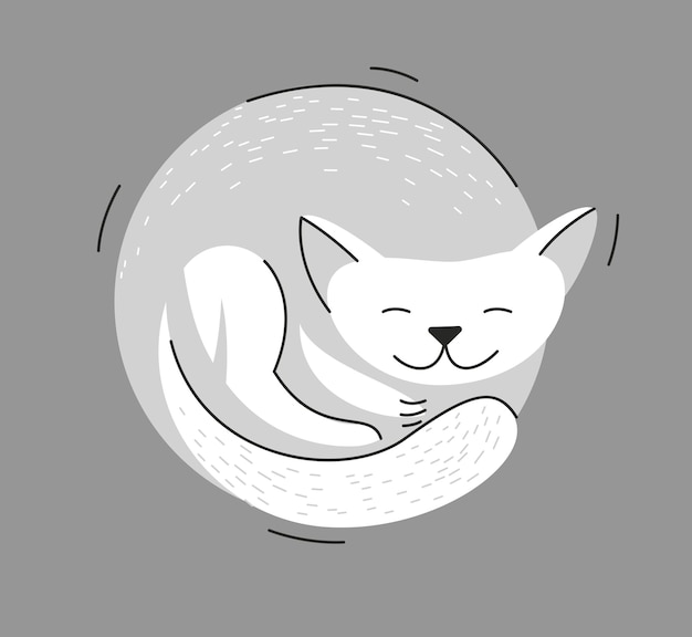 Vetor gato bonito dormindo ilustração vetorial, desenhos animados de animais domésticos.