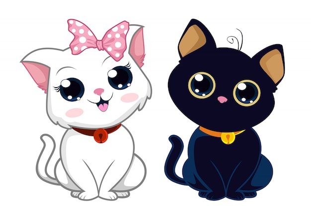 Bonito desenho animado gatos conjunto imagem vetorial de ennona