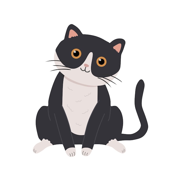 Gato bonito em um fundo branco Pode ser usado como impressão em convites de cartões de saudação de roupas infantis para pôster de sala de festas infantis