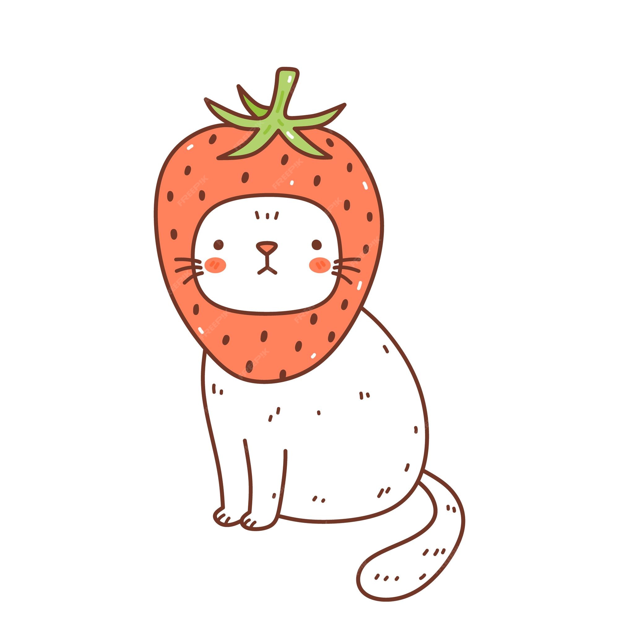 Cara De Gato Kawaii Bonito Isolada No Fundo Branco. Ilustração