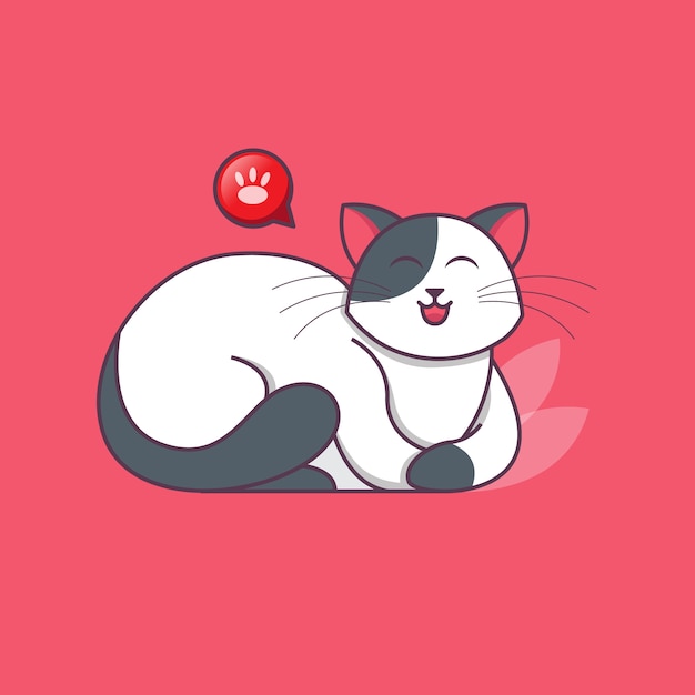 Gato bonito está sentado ilustração. personagens de desenhos animados de mascote de gato. o conceito de animais isolados