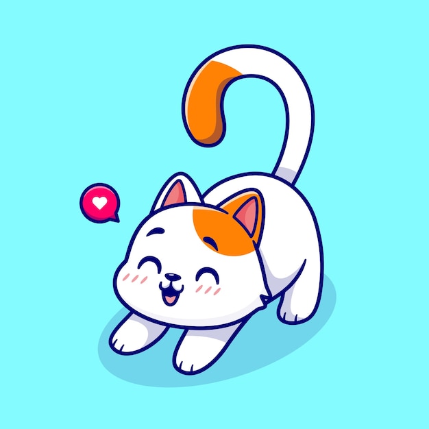Gato bonito esticando a ilustração do ícone do vetor dos desenhos animados. Conceito de ícone de natureza animal isolado Premium