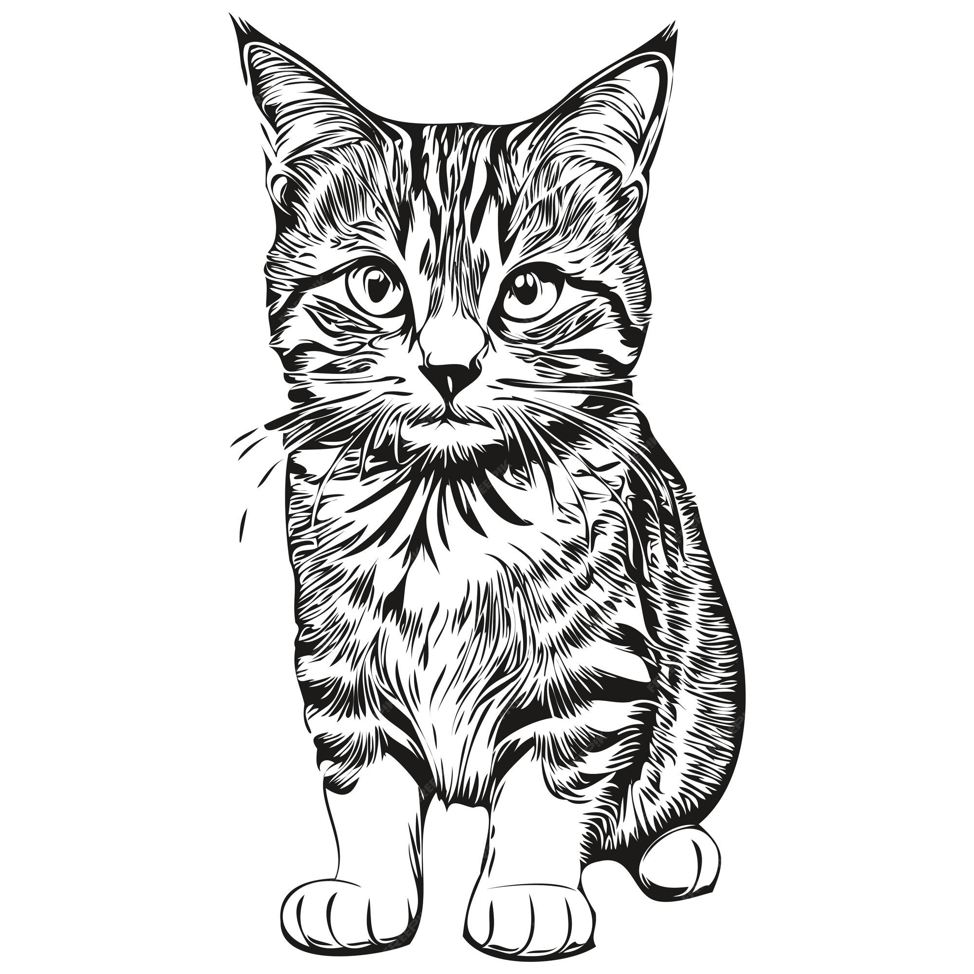 gato com flor. mão desenhar ilustração vetorial de gatinho. desenho linear  de bichinho fofo com planta na cabeça. ícone de contorno do gato engraçado.  17655050 Vetor no Vecteezy