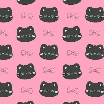 Papel de parede kawaii gatinhos rosa