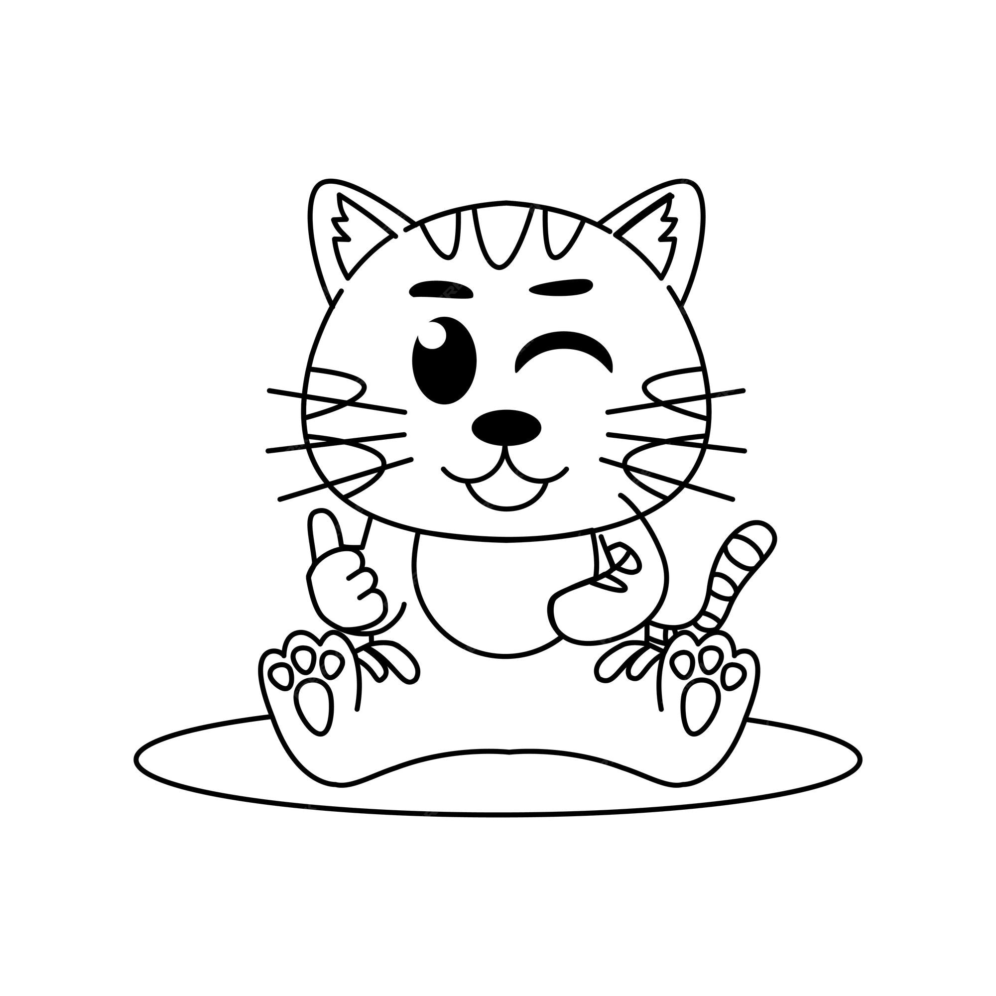 Desenho De Um Gato Fofo Sentado Com As Costas Para Nós E Olhando Para  Longe. Ilustração Isolada Linear a Preto E Branco Ilustração do Vetor -  Ilustração de amigo, bonito: 212502498