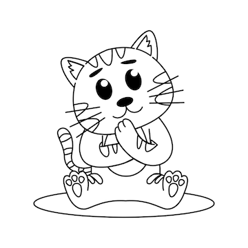 Desenho De Gato Contorno Crianças Preto Vetor PNG , Desenho De