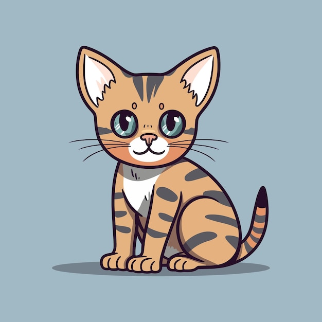 Gato bonito sentado gatinho de desenho animado miau ilustração de gatinho