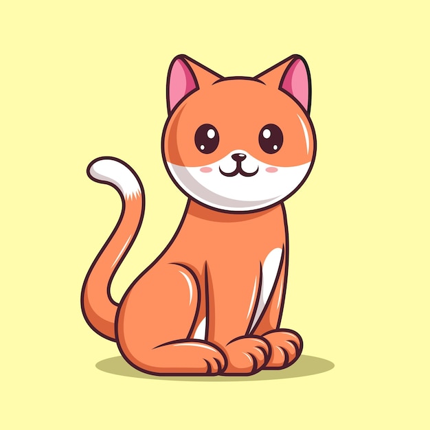 Gato bonito sentado ilustração vetorial de desenho animado