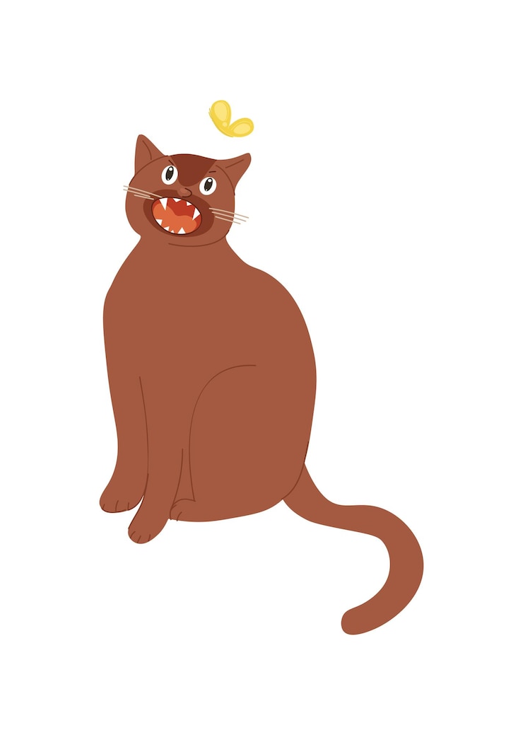 Vetor gato com borboleta