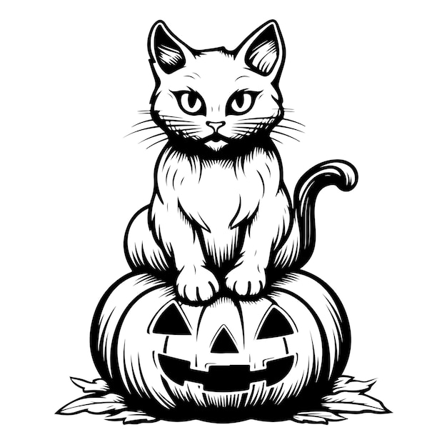 mão desenhar desenho animado bonito halloween gato preto dentro de vetor de  abóbora. 3137178 Vetor no Vecteezy