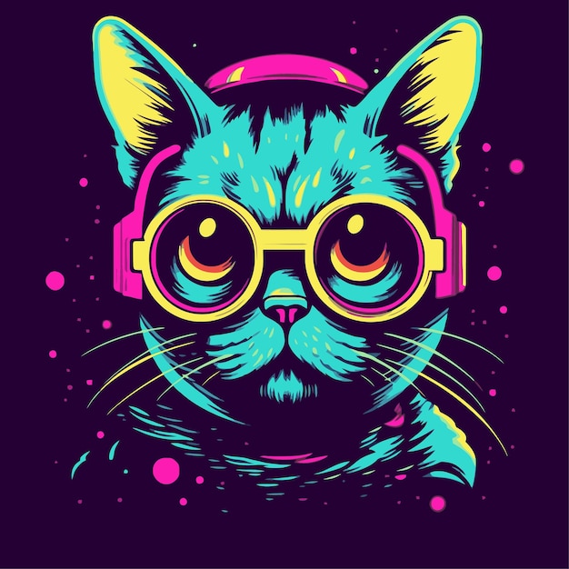 gato com estilo pop art