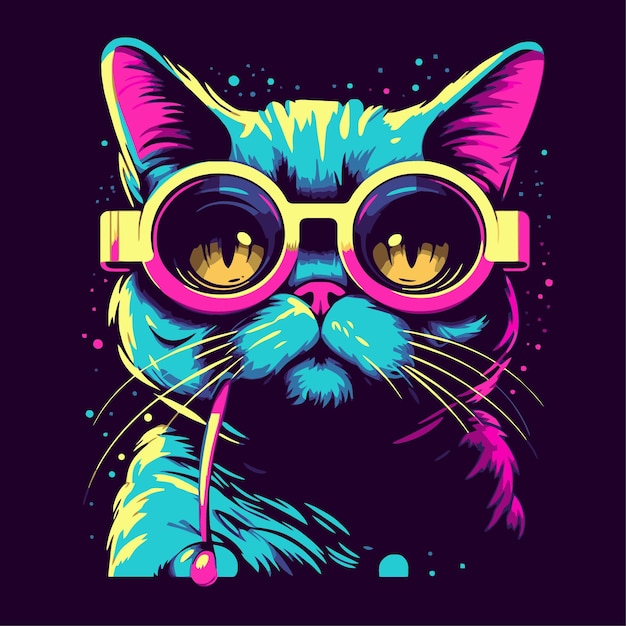 gato com estilo pop art