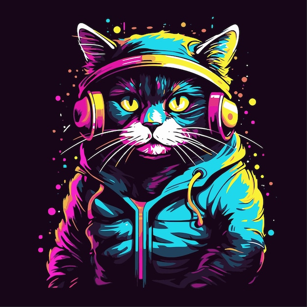 gato com estilo pop art