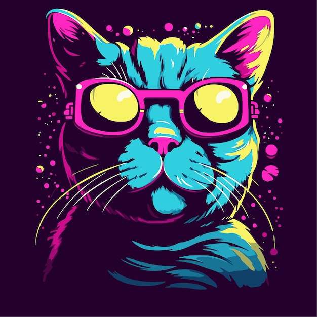 gato com estilo pop art