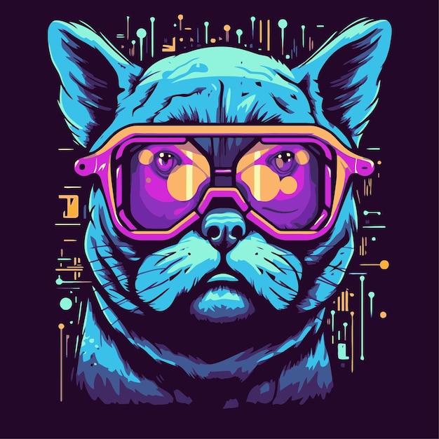 gato com estilo pop art