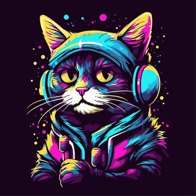 gato com estilo pop art