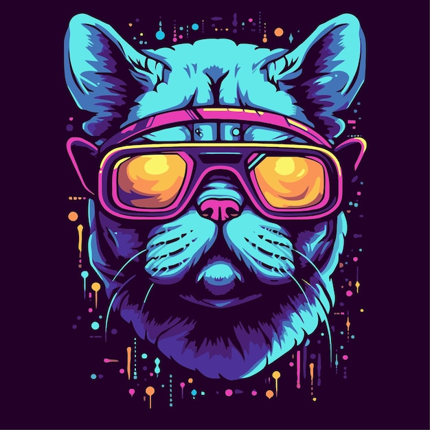 Vetor gato com estilo pop art