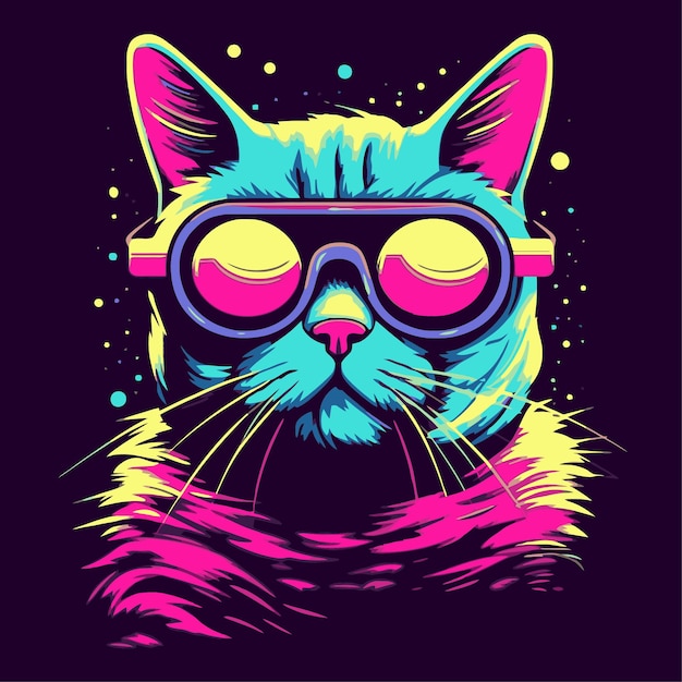 gato com estilo pop art