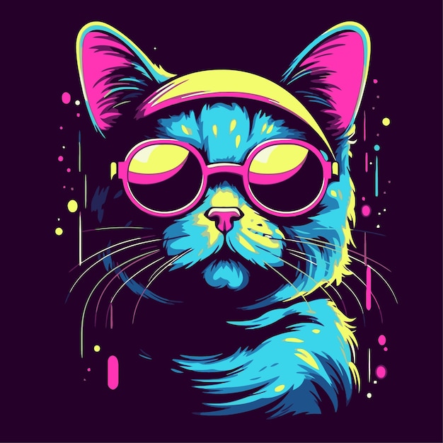 gato com estilo pop art