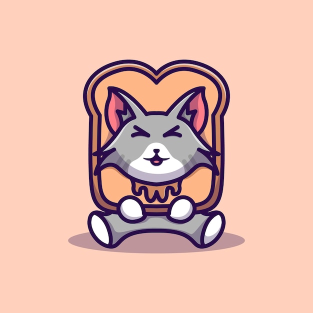 Gato com ilustração de pão