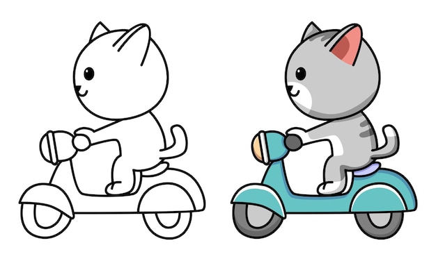 gatos bonitos e desenhos de motos para colorir para crianças