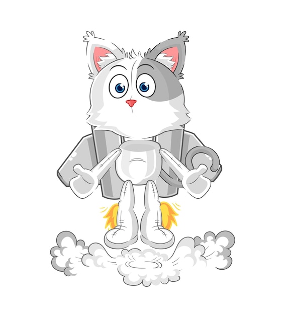 Gato com vetor de desenho de mascote de jetpack