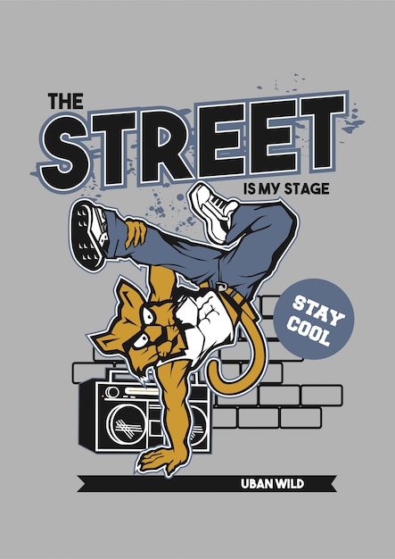 Vetor gato de dança de rua