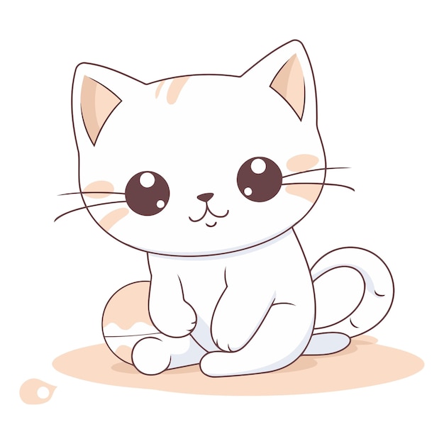 Vetor gato de desenho animado bonito sentado no chão isolado em fundo branco