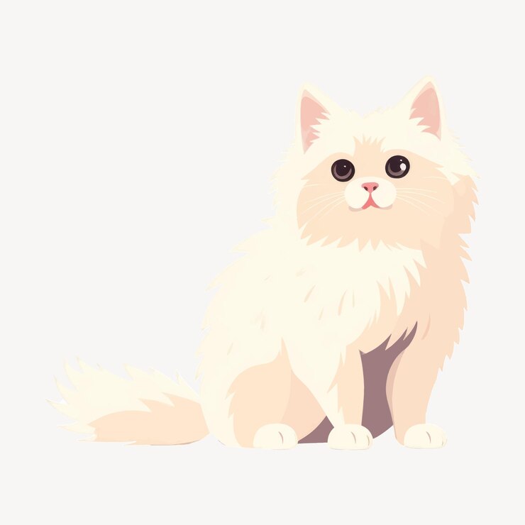 Vetor gato de desenho animado branco e fofinho